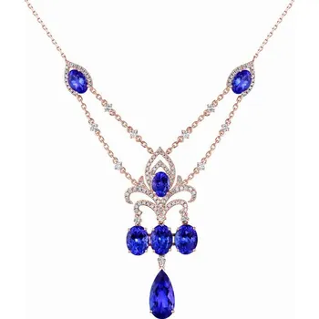 Náhrdelník Tanzanitový náhrdelník plný diamantů Noeti