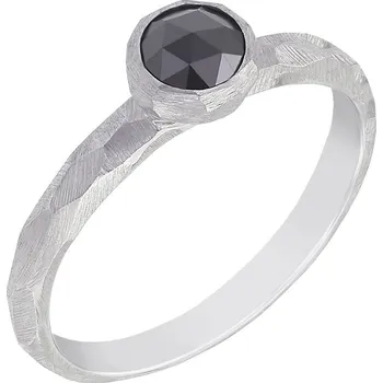 Prsten Tepaný zlatý prsten s černým diamantem v routovém brusu Seraphine