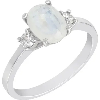 Prsten Zlatý prsten s měsíčním kamenem a moissanity Letty