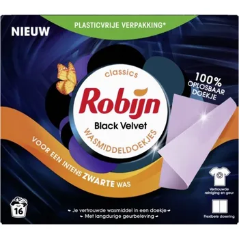 Přípravek na praní Robijn Classics Black Velvet Ubrousky pro praní černého prádla 16 ks