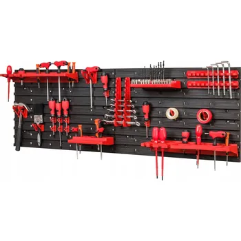 Obraz Nástěnná dílenská deska / panel na nářadí do garáže + 20 držáků, police