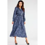 Awama Košilové šaty A467 Tmavomodrá Basic Fit M