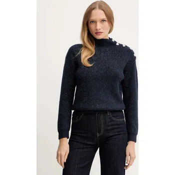 Dámský svetr Svetr z vlněné směsi Morgan MSTORI dámský, šedá barva, s pologolfem, MSTORI 59X, vel. L