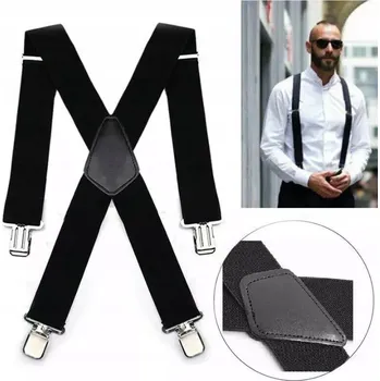 Kšandy Pánské Široké Kšandy Ke Kalhotám Dvojité Dlouhé 120 cm Pevné Černé