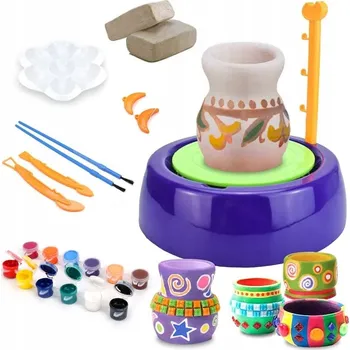 kreativní sada Hrnčířský kruh Kreativní sada s barvami, hlínou a keramikou – stroj