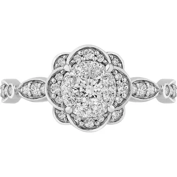 Prsten Moissanitový květ v zásnubním prstenu Jazlyn