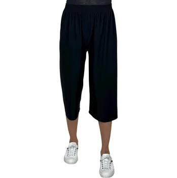 Dámské kalhoty Dámské černé plátěné 3/4 kalhoty GAGI Barva: Černá, Velikost: XL