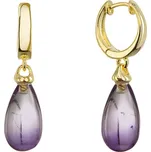 Pozlacené visací náušnice kapky s ametystem 11733.3