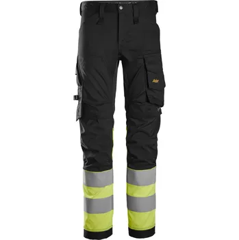 montérky Reflexní kalhoty AllroundWork Stretch pracovní třída 1 černé/žluté Snickers Workwear Velikost: 56