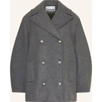 Dámský kabát Ganni Dámský Caban Kabát, šedá, 36