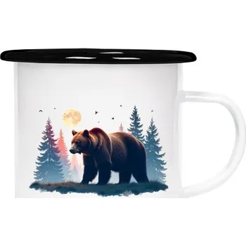 Plecháček - smaltový lem s potiskem Medvěd a měsíc