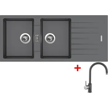 Granitový dřez Sinks PERFECTO 1160 DUO + baterie VITALIA GR 72 titanium