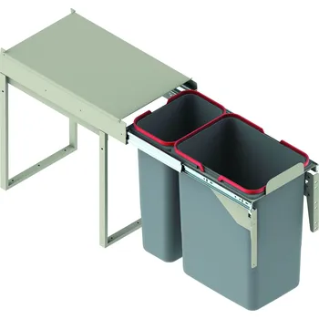 Odpadkový koš REJS odpadkový koš JC603 300 mm na dvířka 1 x 9 l + 1 x 20l šedý