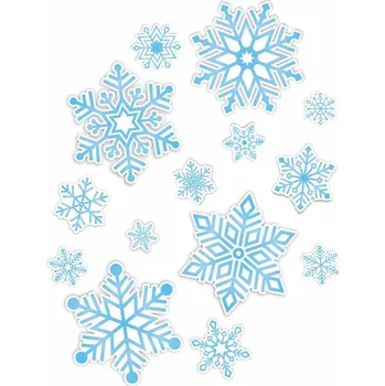Vánoční dekorace Oboustranné okenní dekorace - Sněhové Vločky 14 ks