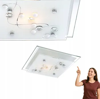 Stropní Svítidlo čtvercový Globo 240 x 24 cm bezbarvý, bílý, šedý