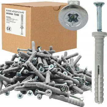 Vrták Rychloupínací zatloukací hmoždinka 6x40 200ks pro BETONU, cihly, dřevo, POZINK