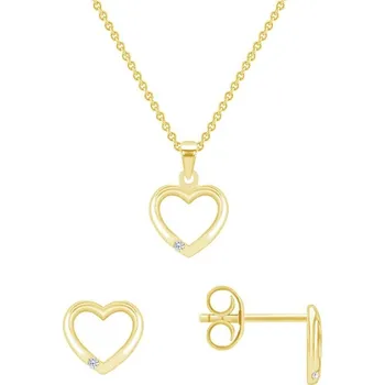 Souprava šperků Sada stříbrných šperků ve tvaru srdce s diamanty Monroe
