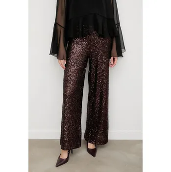 Dámské kalhoty Kalhoty Answear.LAB dámské, hnědá barva, široké, high waist 91210 88X, vel. M