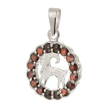 Přívěsek Stříbrný přívěšek znamení kozoroh s granáty STRZ1215KOZF + dárek zdarma