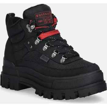 Dámská zimní obuv Farmářky Buffalo Aspha Com Hike Mid dámské, černá barva, na plochém podpatku, lehce zateplené, 1622601-BLK 99X, EUR 40