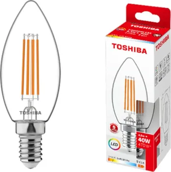 Žárovka LED ŽÁROVKA FILAMENT SVÍČKA E14 4,5W 2700K 470lm 270° TEPLÁ BÍLÁ TOSHIBA
