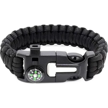Vybavení pro přežití NÁRAMEK PRO PŘEŽITÍ NÁRAMEK 5V1 KOMPAS KŘESADLO LANKO ČEPEL LINKA PARACORD
