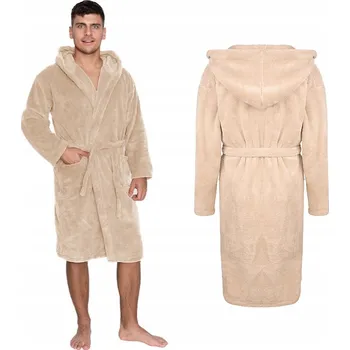 Dámské noční prádlo Župan wellsoft unisex L / XL béžový s kapucí
