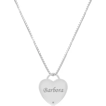 Přívěsek Stříbrný přívěsek ve tvaru srdce s gravírem a diamantem Albi