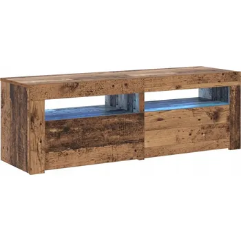 Televizní stolek TV stolek s LED osvětlením 120x35x40 cm, vzhled starého dřeva