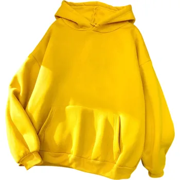 Dámská mikina Dámská mikina s kapucí a kapsami Jednobarevná mikina z měkkého polyesteru Pohodlný volnočasový svršek v různých barvách žlutá XS