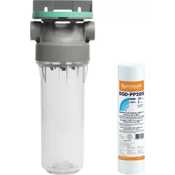 Filtrace vody Průsvitné filtrační pouzdro s odvzdušňovacím ventilem ECO 3/4“ - 10“/2,5" a kombinovanou PP vložkou 20/5µm