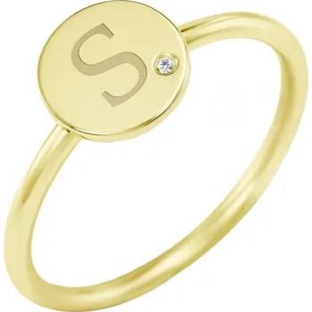 Prsten Zlatý prsten s diamantem a gravírem písmene Narik