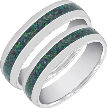 Prsten Zlaté snubní prsteny s černou opálovou výplní Alba