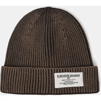 Čepice Bavlněná čepice Tommy Jeans hnědá barva, AM0AM13673 98X, vel. ONE SIZE