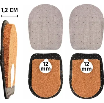 Pracovní obuv 41-46 Korkové podpatěnky 12 mm KLÍNKY pod paty Vložky ZVYŠUJÍCÍ výšku 1,2 cm