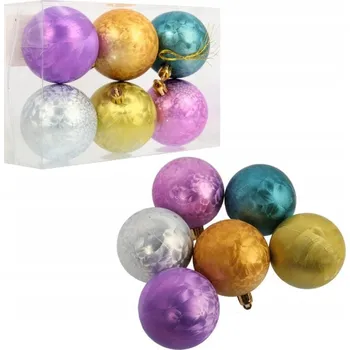 Vánoční dekorace Sada 6 barevných plastových baněk 6 cm