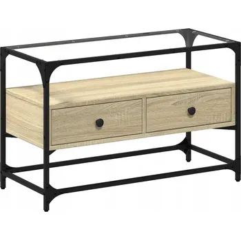 Televizní stolek TV stolek Kovový rám Dub Sonoma 80x35x51 cm