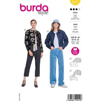 Střih Burda 5711 na dámský kabátek - kombinace 2 střihy -