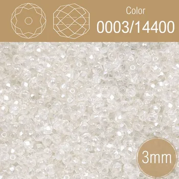 Módní doplněk Korálky BROUŠENÉ 3mm. Barva 0003/14400. Průhledná s listrem. Balení 120Ks.