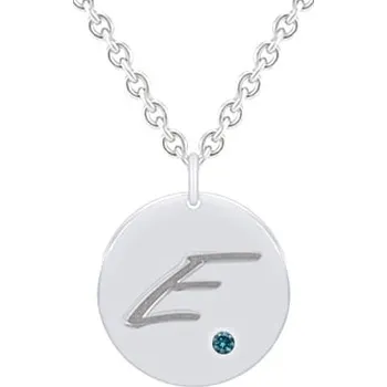 Přívěsek Stříbrný přívěsek s modrým diamantem a gravírem písmene Sager