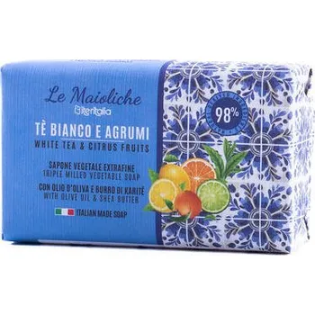 Mýdlo ITERITALIA rostlinné mýdlo s olivovým olejem a bambuckým máslem - bílý čaj a citrusy, 175 g