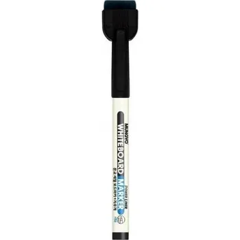 Mini stíratelný popisovač s mazátkem, černý, Mu