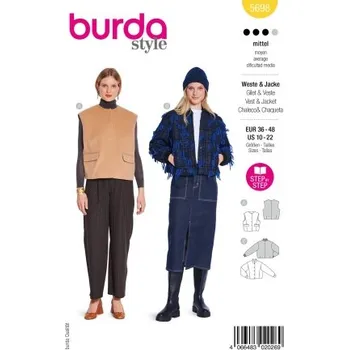 Střih Burda 5698 na dámský kabátek a vestu -