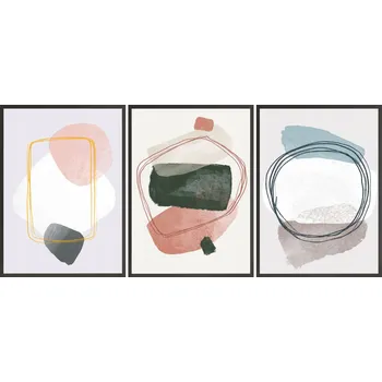 Obraz Postery + RÁMY 3x 24x33 abstraktní geometrie výběr