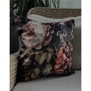 Povlak na dekorativní polštářek Dekorační povlak na polštář 45x45 VELUR Květinový motiv