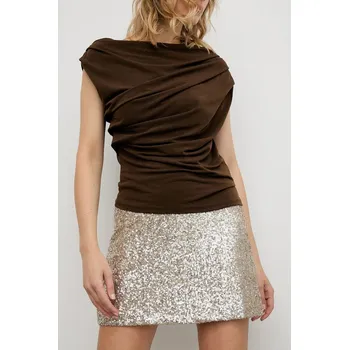 Dámská sukně Sukně Answear.LAB zlatá barva, mini, áčková 93151 GLX, vel. XS