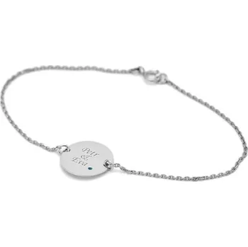 Náramek Platinový náramek s modrým diamantem a gravírem Shalek