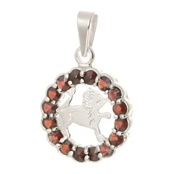 Přívěsek Stříbrný přívěšek znamení lev s granáty STRZ1215LEVF + dárek zdarma