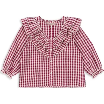 Dámská halenka Dětská bavlněná halenka Konges Sløjd KIM FRILL BLOUSE GOTS červená barva, KS103841 KS103841.9BYA 33X, vel. 92