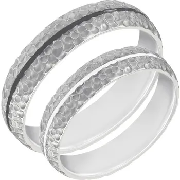 Prsten Tepané snubní prsteny s černým a bílým enamelem Pernila